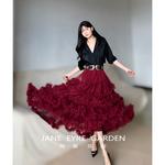 简爱花园◆新款安可拉红网纱高腰A字长款蛋糕裙蓬蓬半身裙JA333