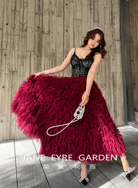 简爱花园◆新款秋冬网纱重工多层A字蛋糕裙蓬蓬裙高腰半身裙JA396