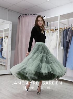 简爱花园◆2024秋冬高腰显瘦拼色网纱设计大摆蓬蓬半身裙JA326