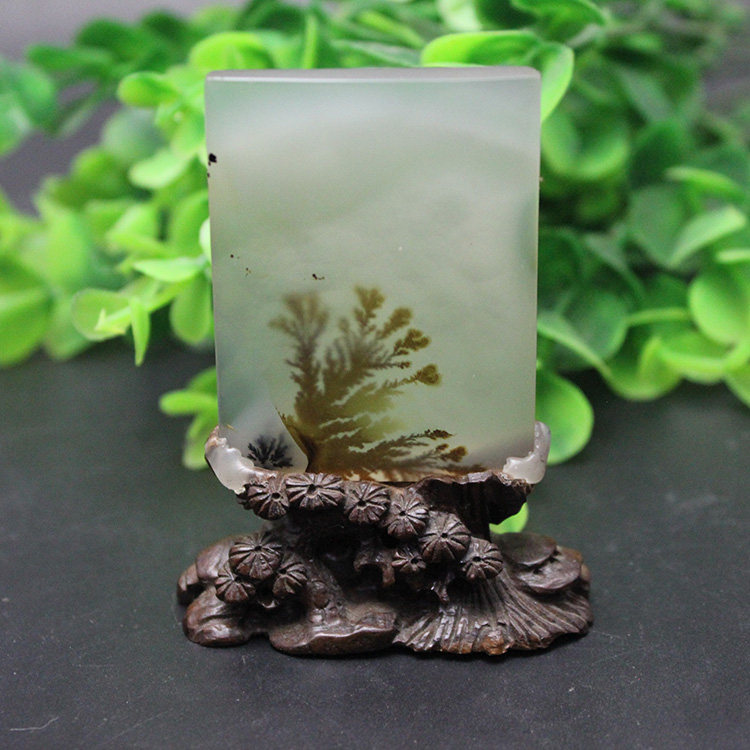 马达加斯加玛瑙草花水草花海洋玉髓黄龙玉奇石精品吊坠石头摆件