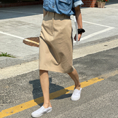 卡其色半身裙女高腰显瘦中长款 小个子气质包臀直筒裙 2026春秋新款