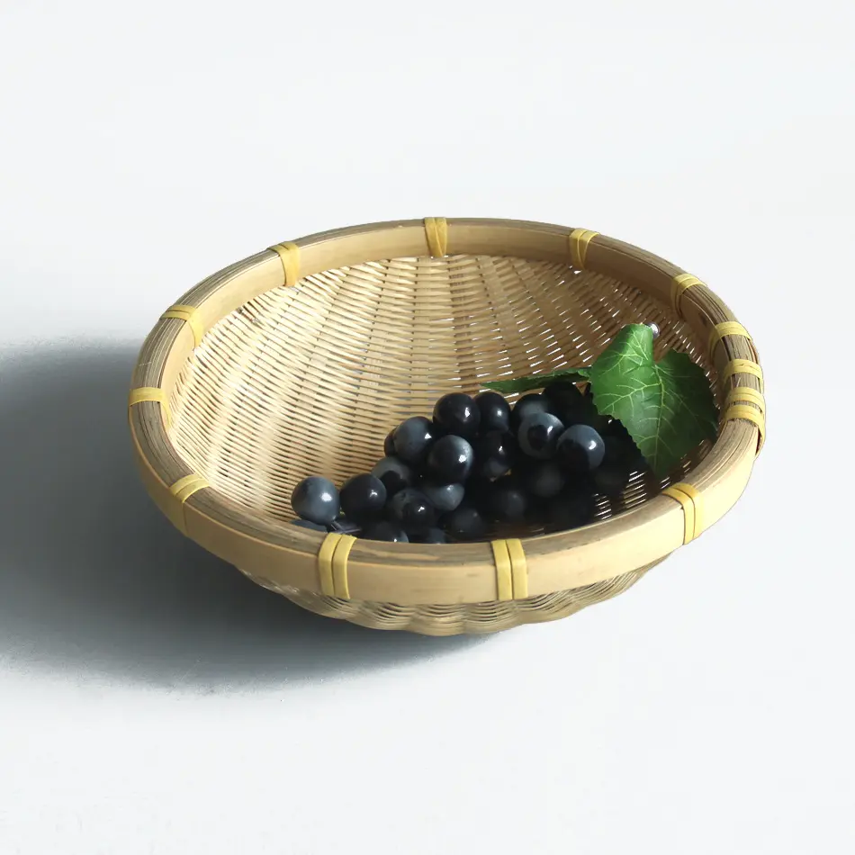 广西竹制品头层竹皮圆筲箕家用洗菜沥水篮水果点心馒头筐耐用美观