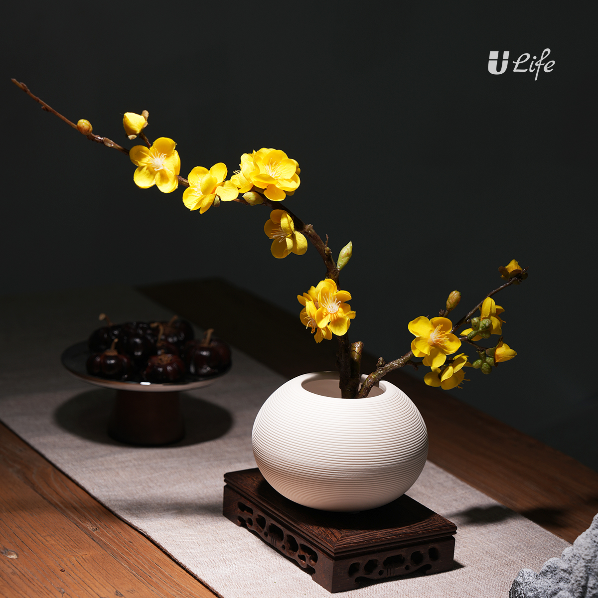 新中式白色素烧陶瓷花瓶套装摆件简约梅花干花器客厅腊梅插花摆设