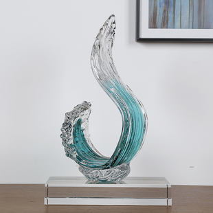 大师手作风生水起琉璃艺术摆件办公室招财客厅酒店玄关装饰品摆设