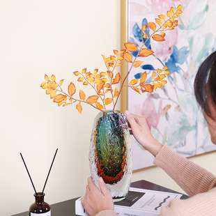 现代轻奢琉璃光影花瓶艺术摆件创意客厅茶几玄关桌面花器装 饰摆设