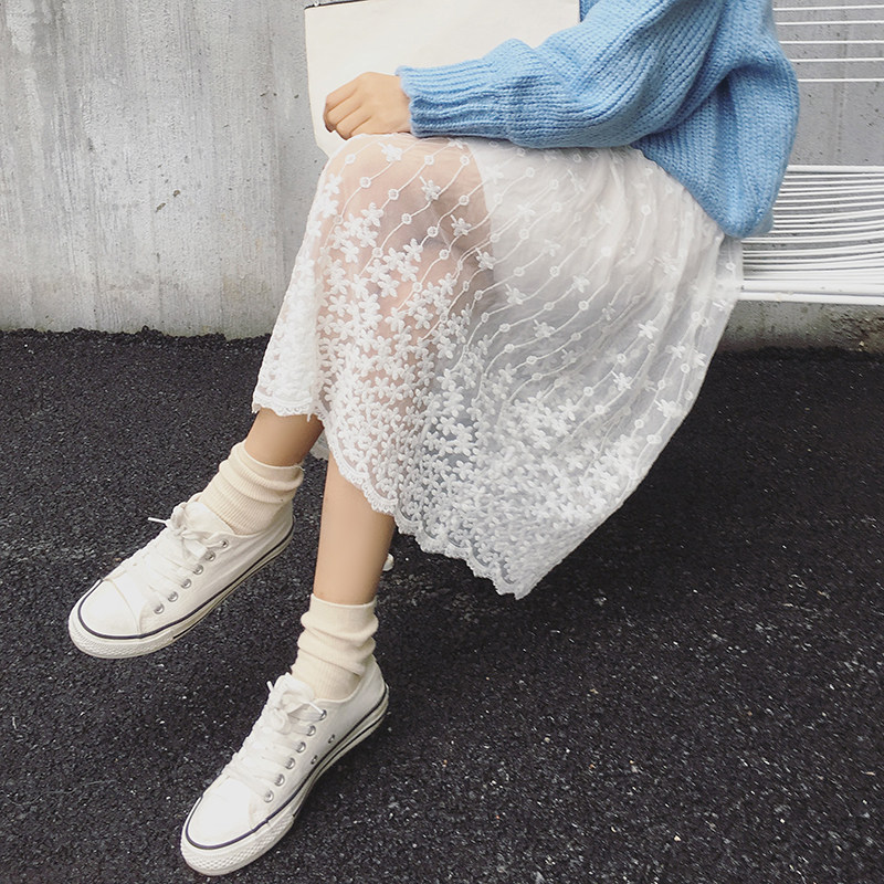 2017秋冬蕾丝半身裙显瘦打底裙女高腰中长款裙子百搭百褶裙女|msdalam kategori Butik wanita / wanita, skirt - dari Buy2taobao.com untuk memberikan perkhidmatan ejen Taobao profesional membeli