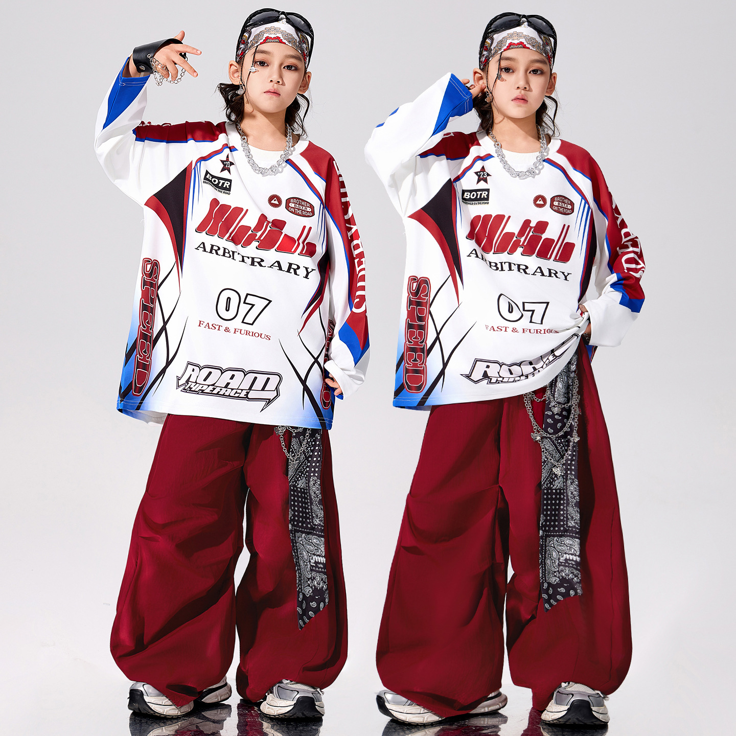 儿童街舞潮服男童嘻哈hiphop演出服少儿潮酷痞帅炸街表演服架子鼓