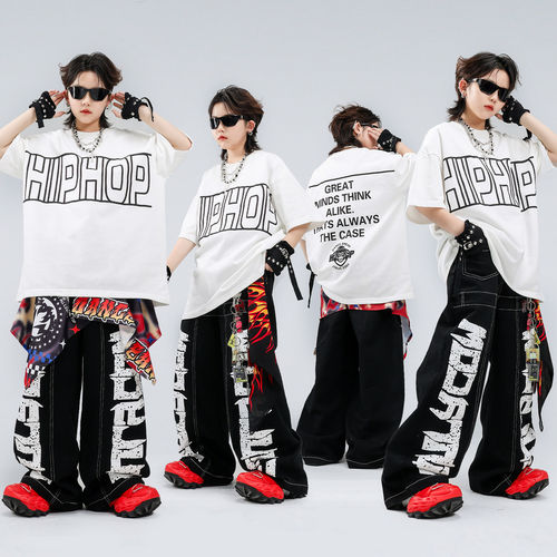 街舞儿童潮服男童嘻哈套装hiphop女童爵士表演少儿舞台演出服炸街