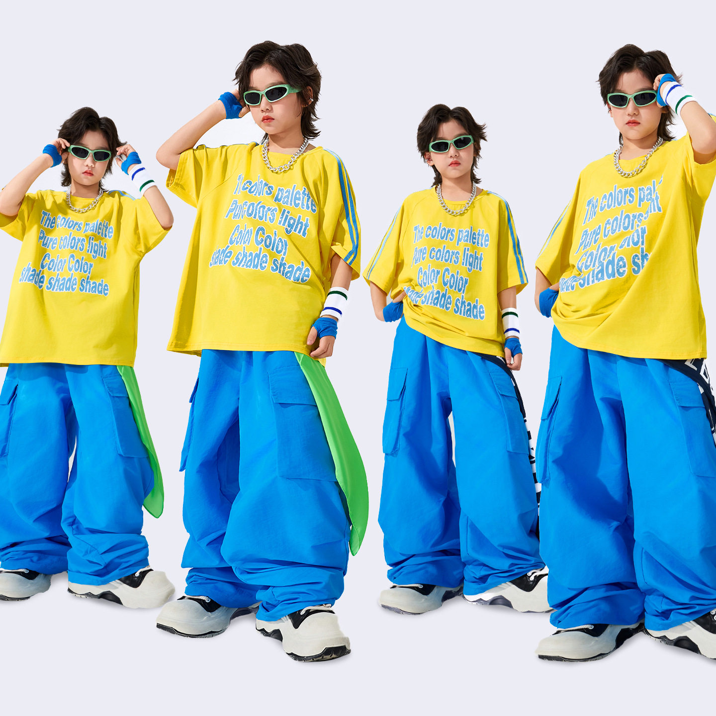 街舞儿童潮服hiphop童装架子鼓演出服夏季男女童嘻哈炸街表演服装