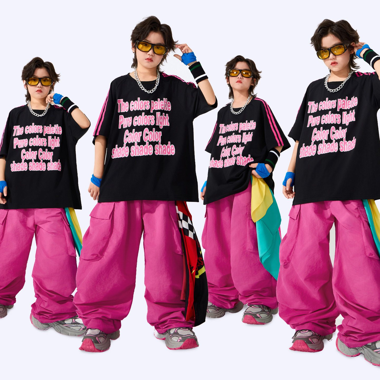 街舞儿童潮服男童嘻哈演出服舞蹈套装爵士舞hiphop多巴胺表演服装