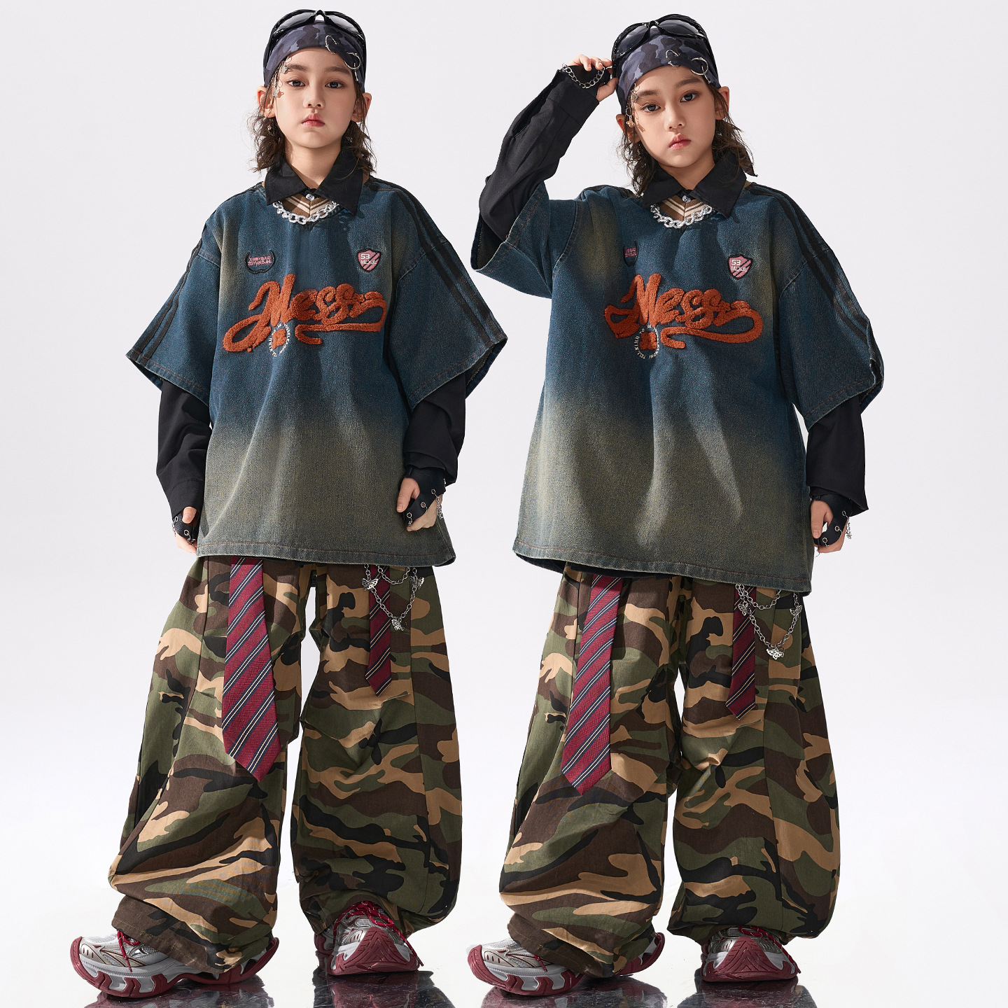 儿童街舞潮服男童hiphop嘻哈风演出服炸街女童酷帅套装少儿架子鼓