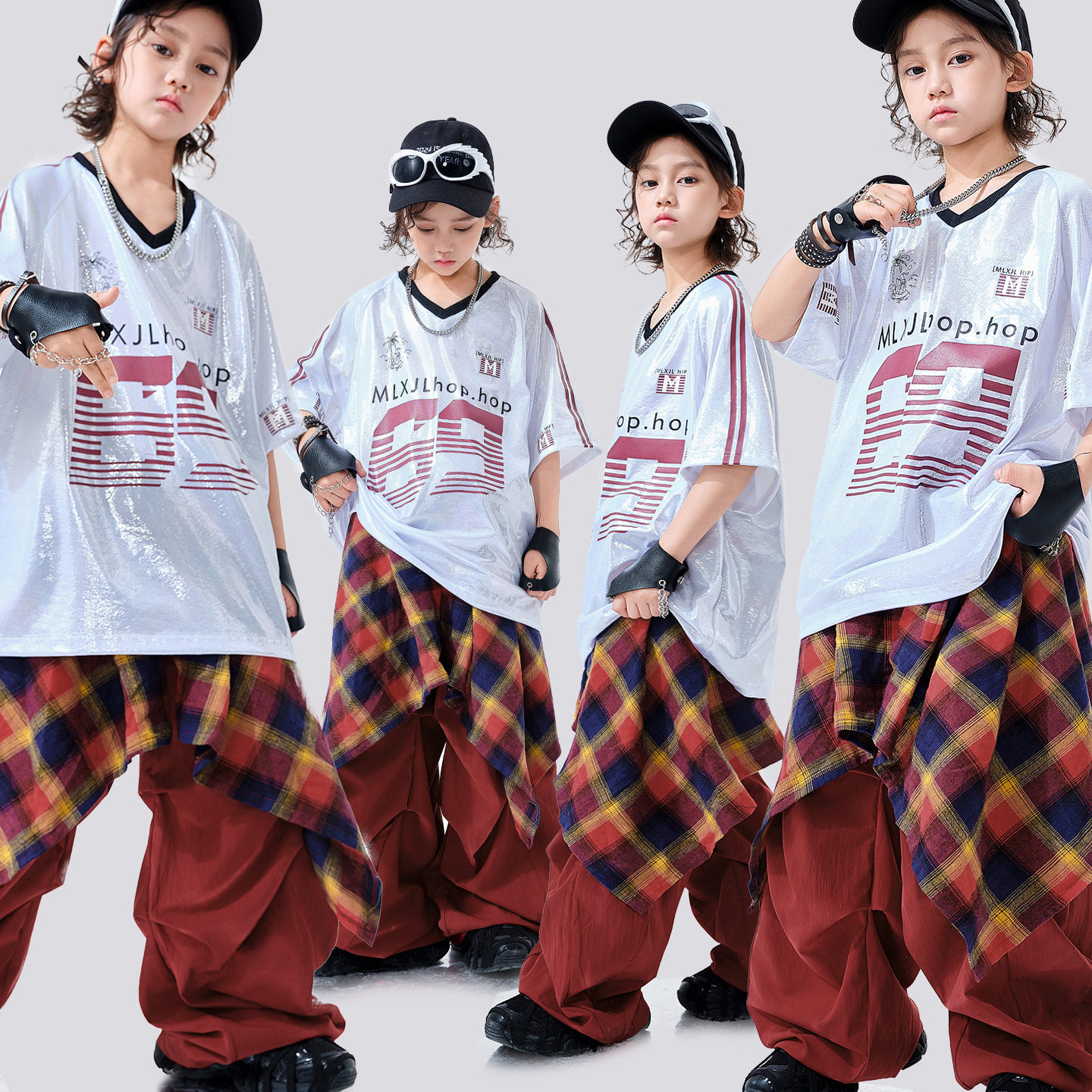 儿童街舞潮服男童嘻哈hiphop演出服潮炫酷炸街少儿夏季短袖