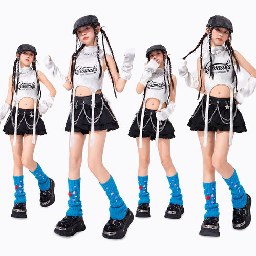 女童爵士舞服装上衣裤子套装少儿jazz嘻哈女团表演出街舞儿童潮服
