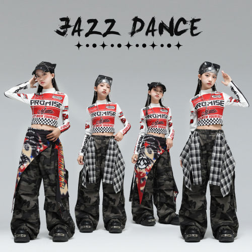 爵士舞女童服装潮酷机车服上衣时髦儿童jazz街舞演出女孩走秀炸街
