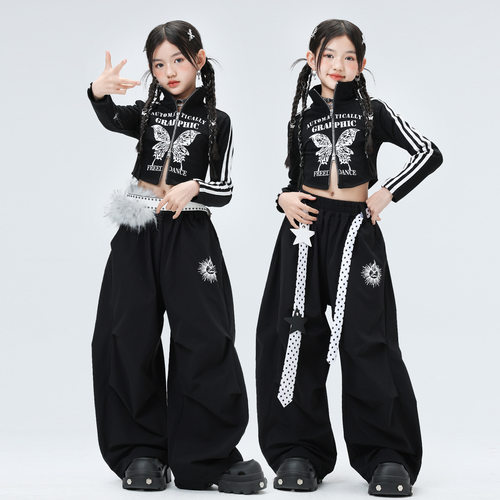 爵士舞女童服装潮酷儿童跳舞上衣少儿jazz街舞穿搭女孩演出服时髦