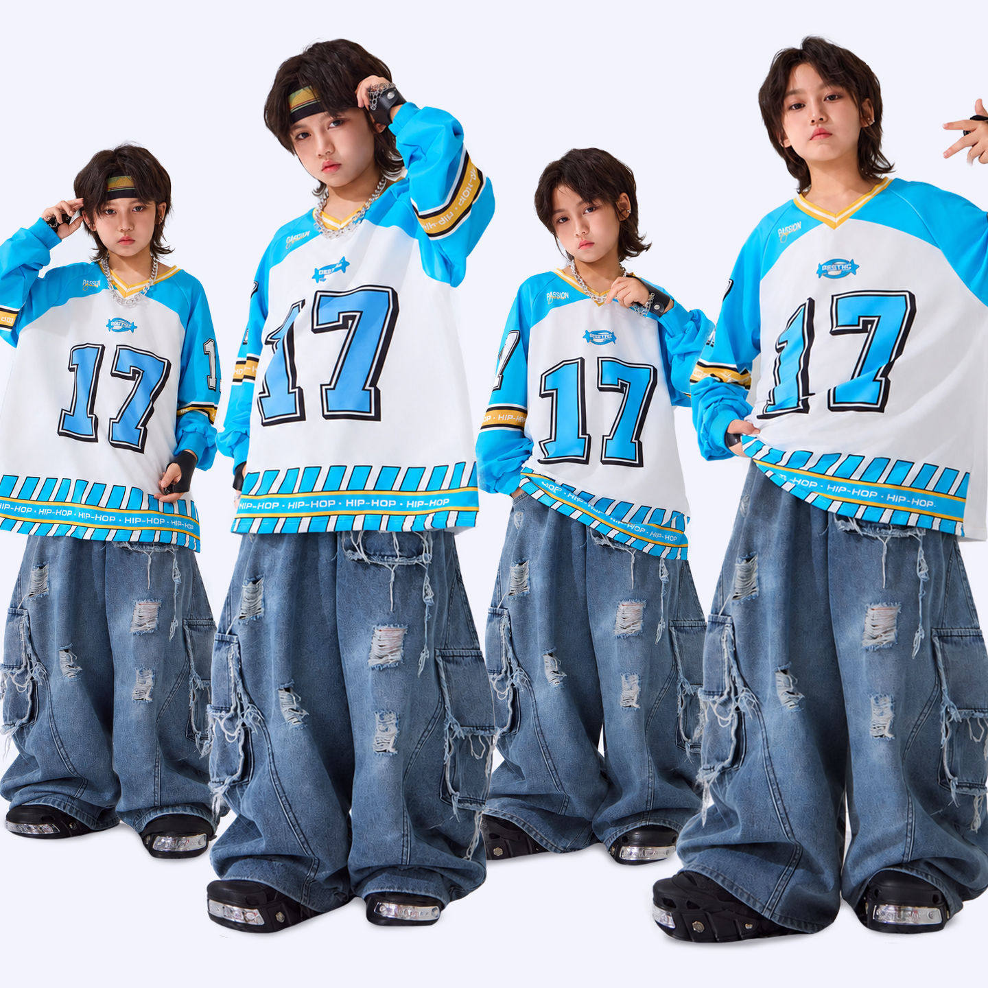 街舞儿童潮服嘻哈少儿hiphop潮牌牛仔表演服儿童舞蹈走秀表演套装