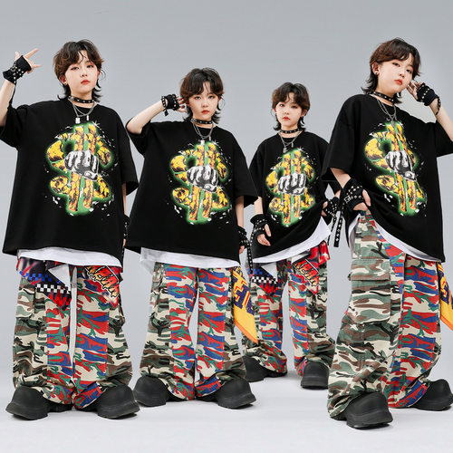 少儿hiphop街舞演出服潮酷男童嘻哈表演时髦女童爵士走秀舞蹈炸街