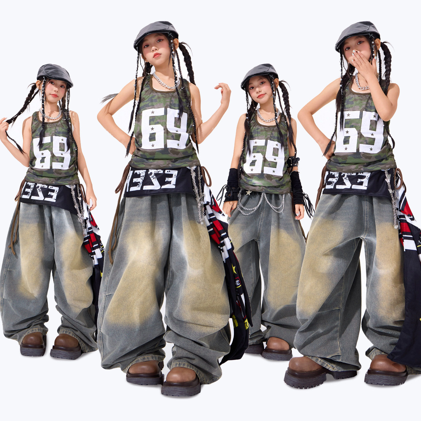 女童爵士舞演出服儿童街舞服装夏少儿jazz潮装走秀套装女孩表演服
