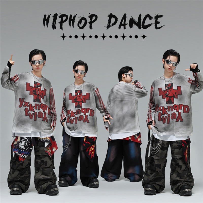 街舞儿童潮服嘻哈男童酷帅套装少儿hiphop架子鼓元旦表演出服炸街