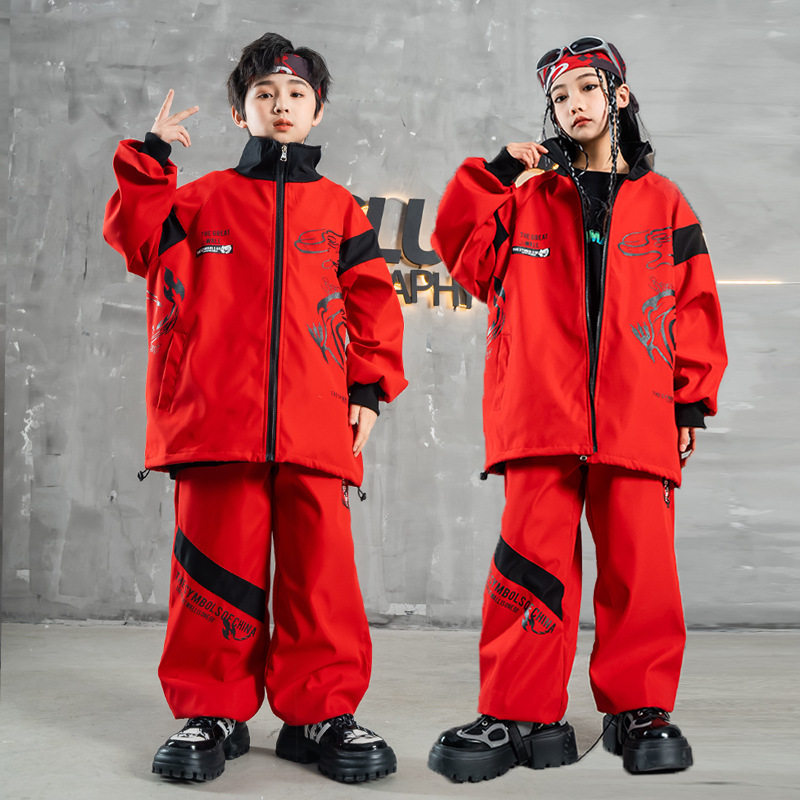 元旦儿童喜庆演出服中国风套装国潮合唱表演服定制街舞潮服hiphop