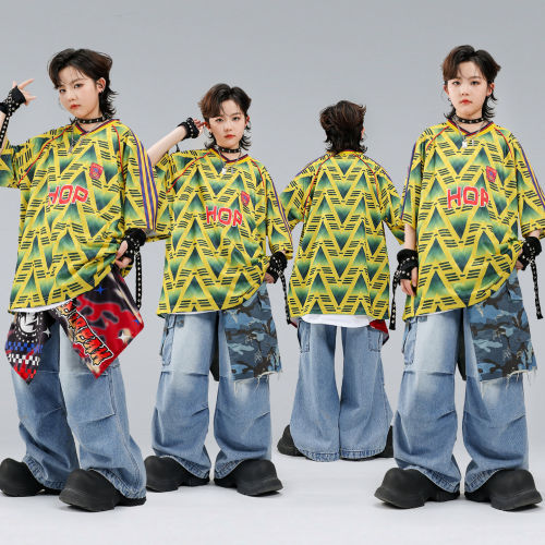 街舞儿童潮服酷帅男童嘻哈演出服少儿hiphop套装女童爵士走秀表演