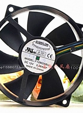 原装EVERFLOW 9cm F129025BU DC12V 0.38A 4线 PWM 圆形 散热风扇