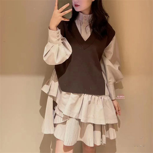 甜美可爱长袖两件套衬衫小众设计