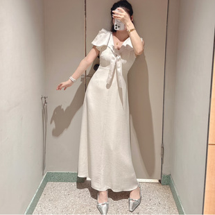 丝滑又美丽！S家人气树莓同款 水手大翻领飘带收腰连衣裙显瘦长裙