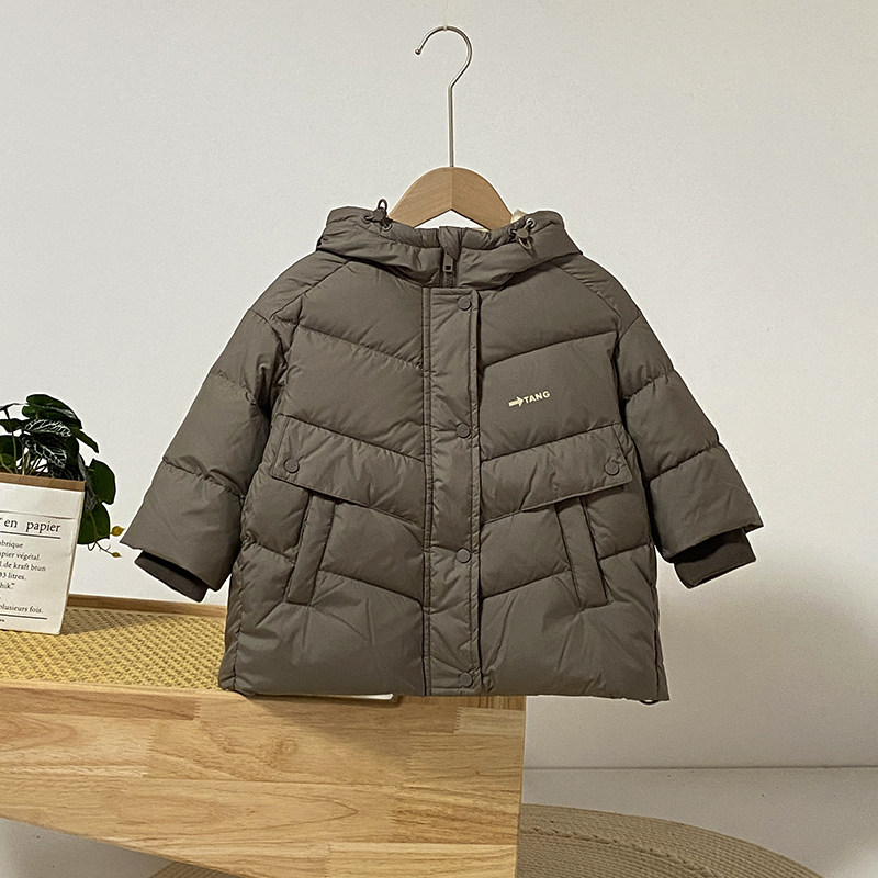 禾雪儿童羽绒服海娃娃品牌商场同款2025新款连帽冬季厚款排骨外套