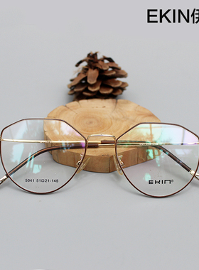 EKIN伊健 文艺复古多边形女款显脸小合金全框近视眼镜架 5041