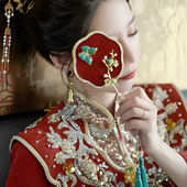 晨拍拍照道具小扇子中式 精致手工扇饰品 婚礼花朵团扇新娘秀禾古装