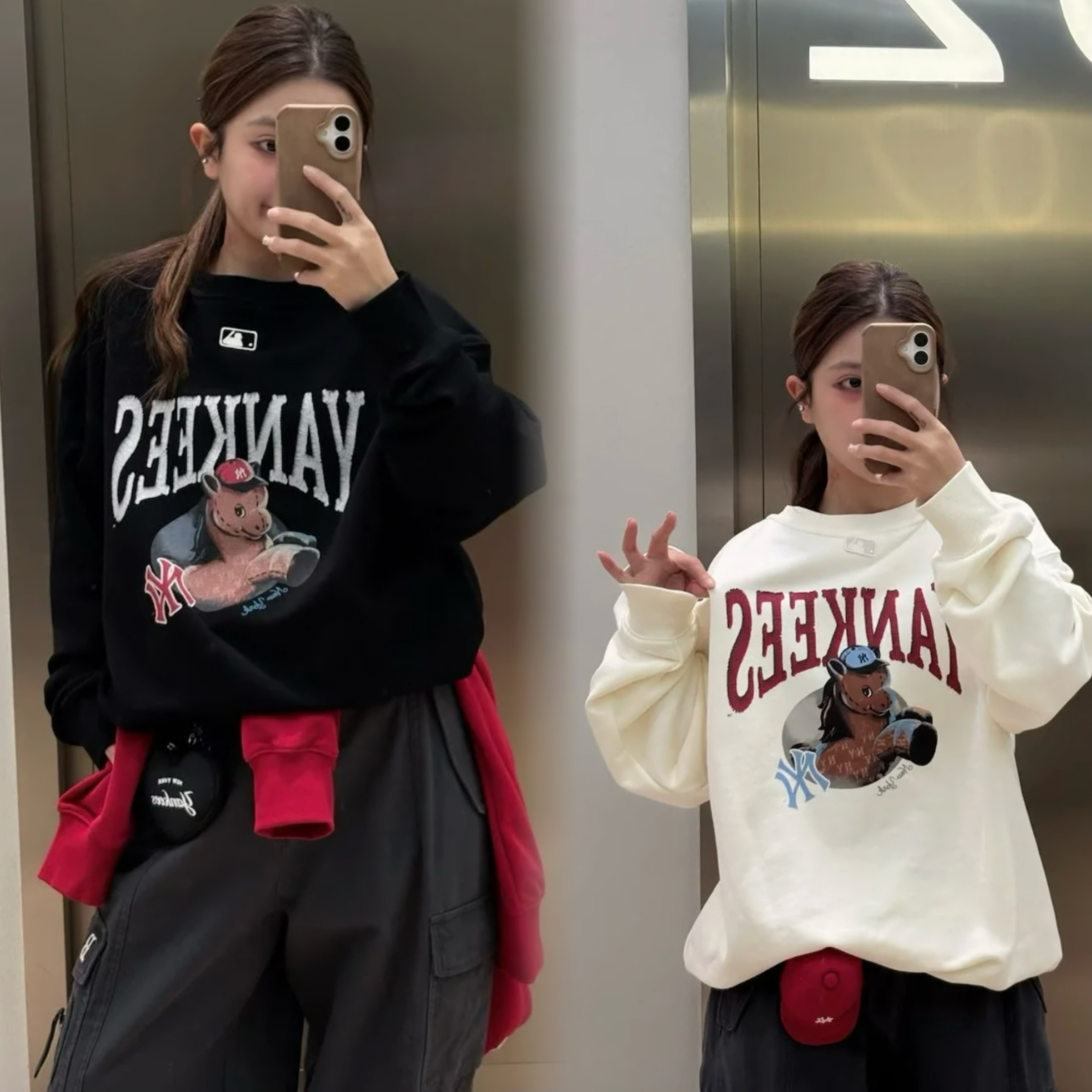 MLB 26新款马年限定春秋刺绣logo圆领套头情侣卫衣男女同款