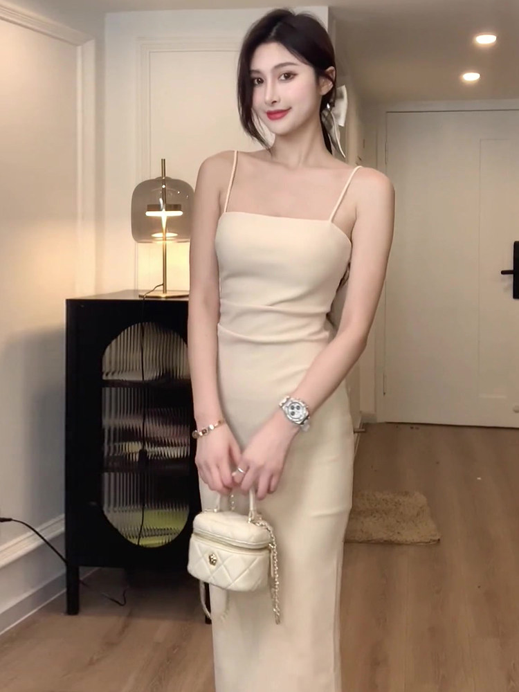 고급 프랑스 스타일 여성용 작은 드레스 섹시한 왕실 자매의 섹시한 엉덩이 포옹 스커트 서스펜더 드레스 여성용 여름