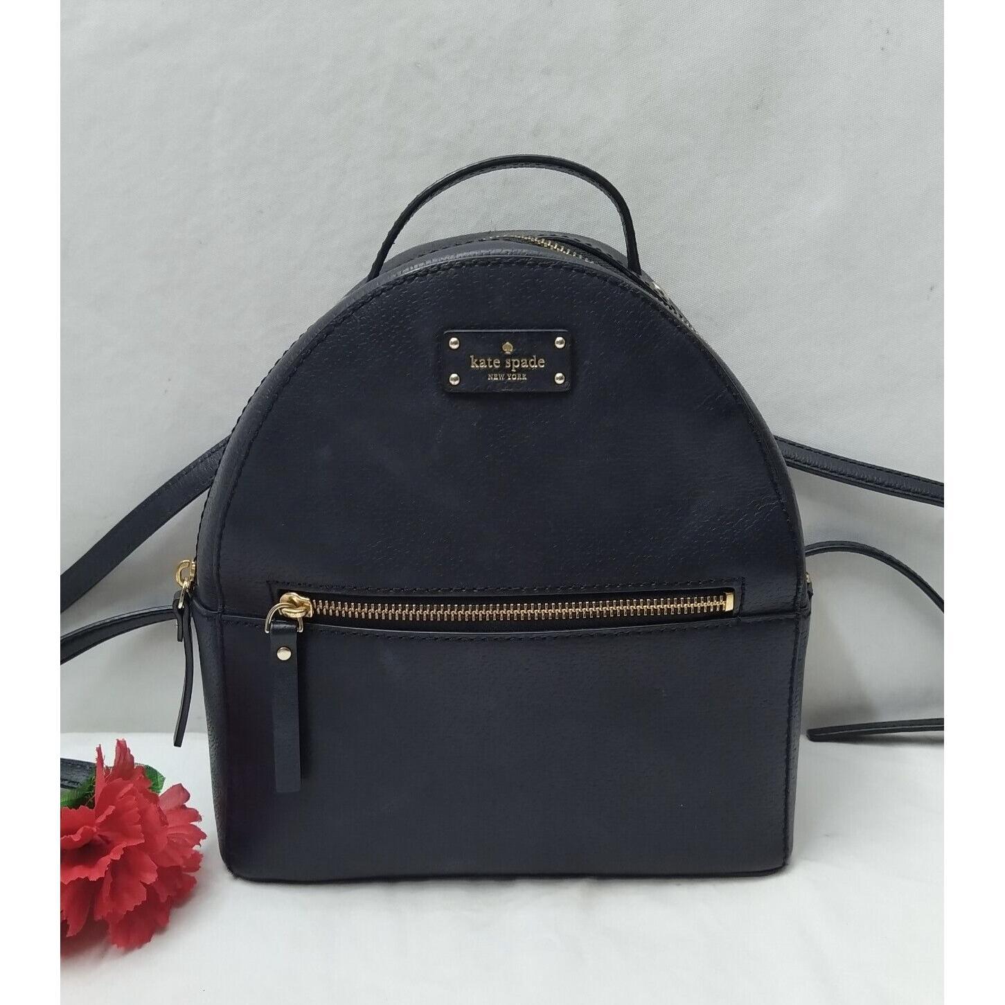 kate spade New York黑色真皮Zipper口袋顶部把手双肩背包