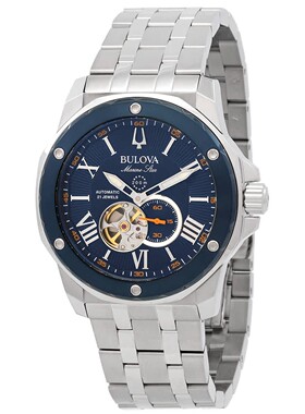 美国代购Bulova宝路华海军星星自动机械蓝色表盘男士手表98A302