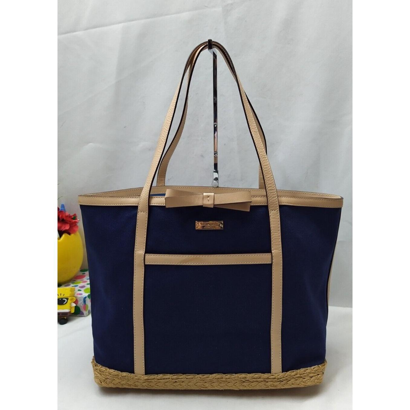 kate spade new york通用款女包小袋蓝色帆布真皮Trim双