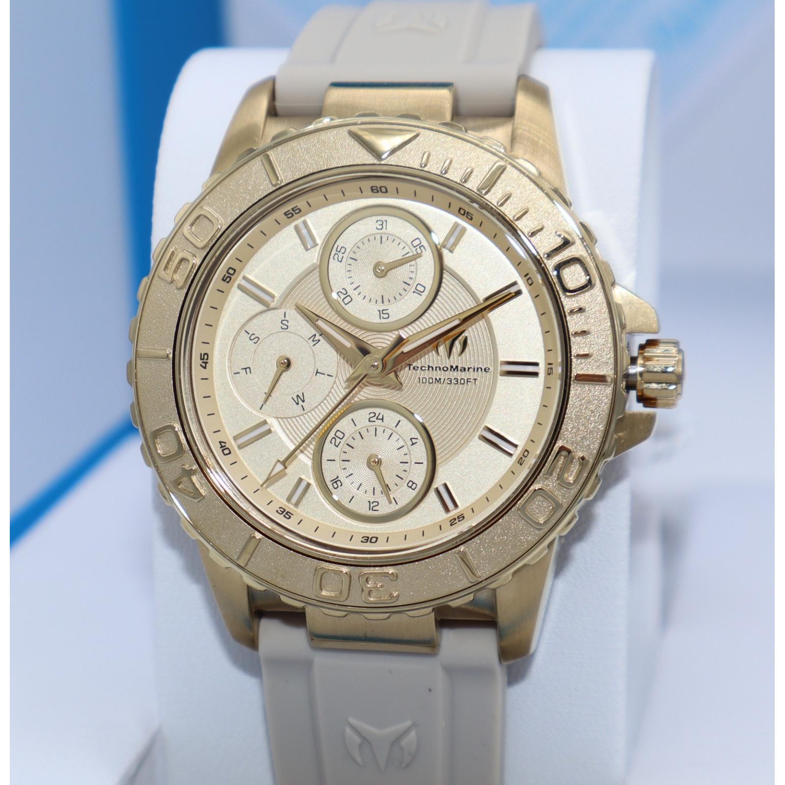 TechnoMarine Sea Champigne金色硅胶女士TM 725019手表