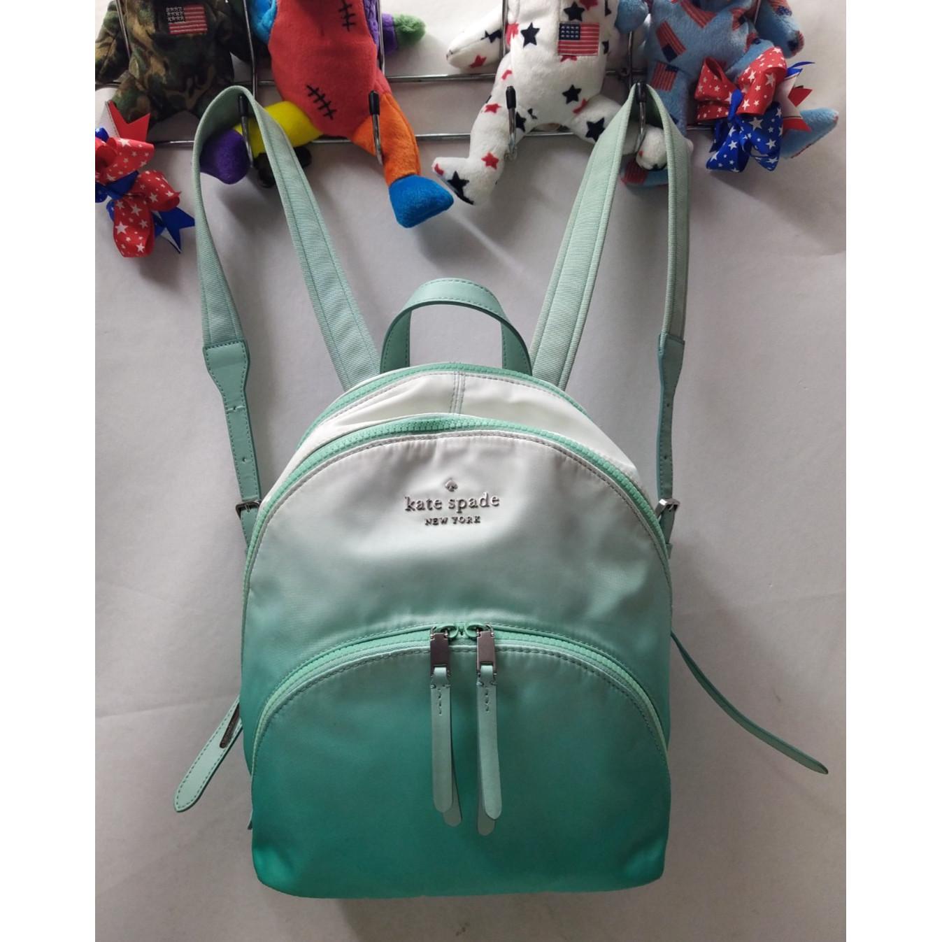 kate spade New York蓝色白色尼龙Zippers顶部把手双肩背包