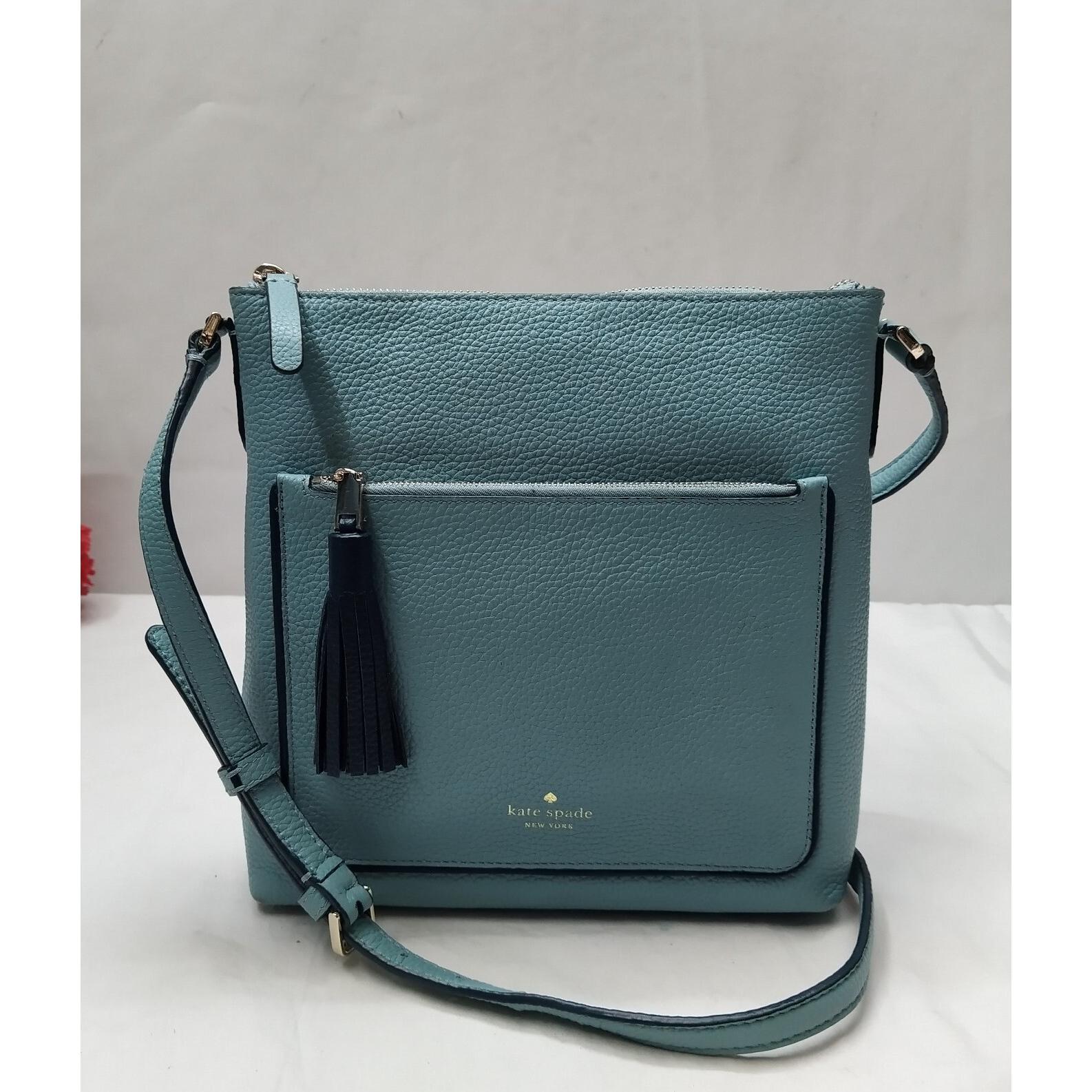 kate spade New York蓝色荔枝皮Zipper Closure斜挎包