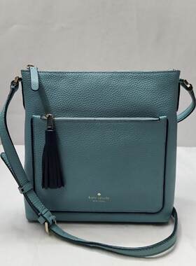 kate spade New York蓝色荔枝皮Zipper Closure斜挎包