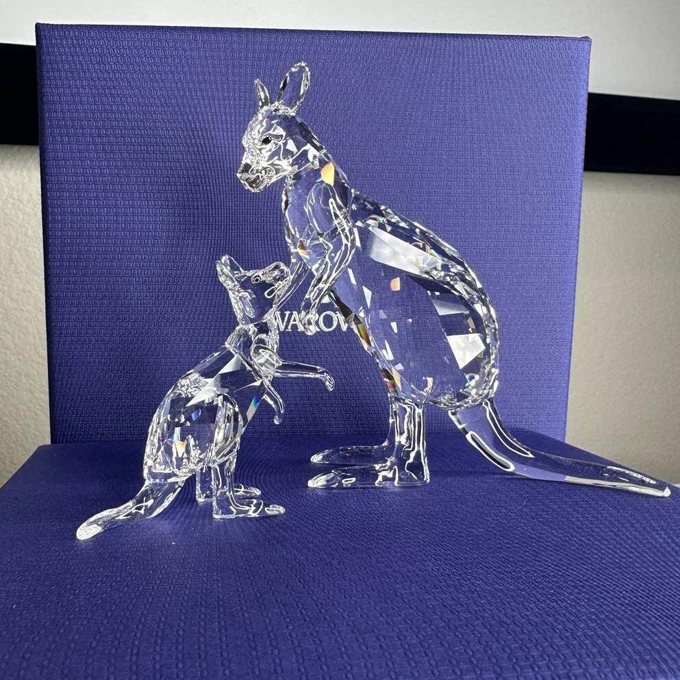 SWAROVSKI施华洛世奇水晶Figurines袋鼠母亲婴儿透明