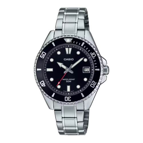 CASIO卡西欧MDV 10D 1A1中性手表不锈钢黑色Sunburst Dial