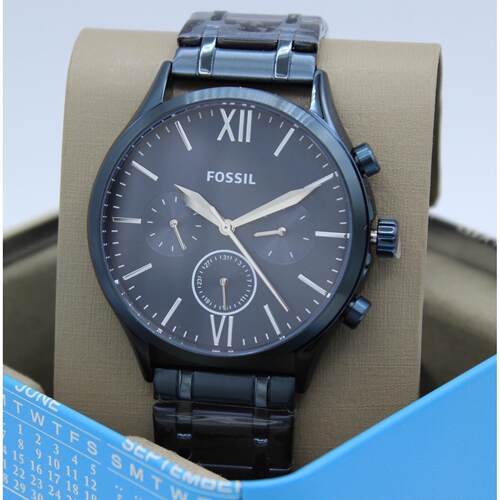 Fossil Fenmore Midsize计时表海军蓝蓝色BQ2403男士手表