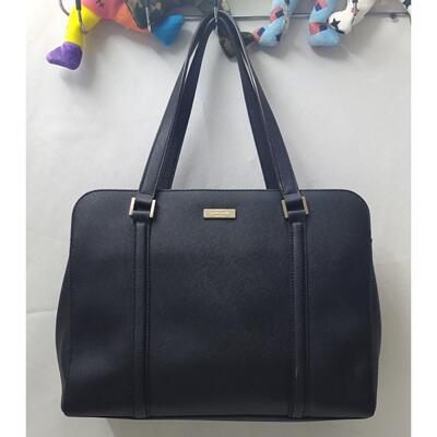 kate spade New York黑色十字纹皮革双Handles两用单肩包