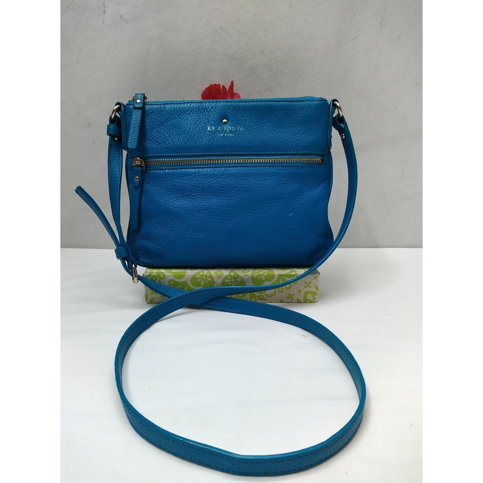 kate spade New York蓝色真皮Zipper Closure斜挎包