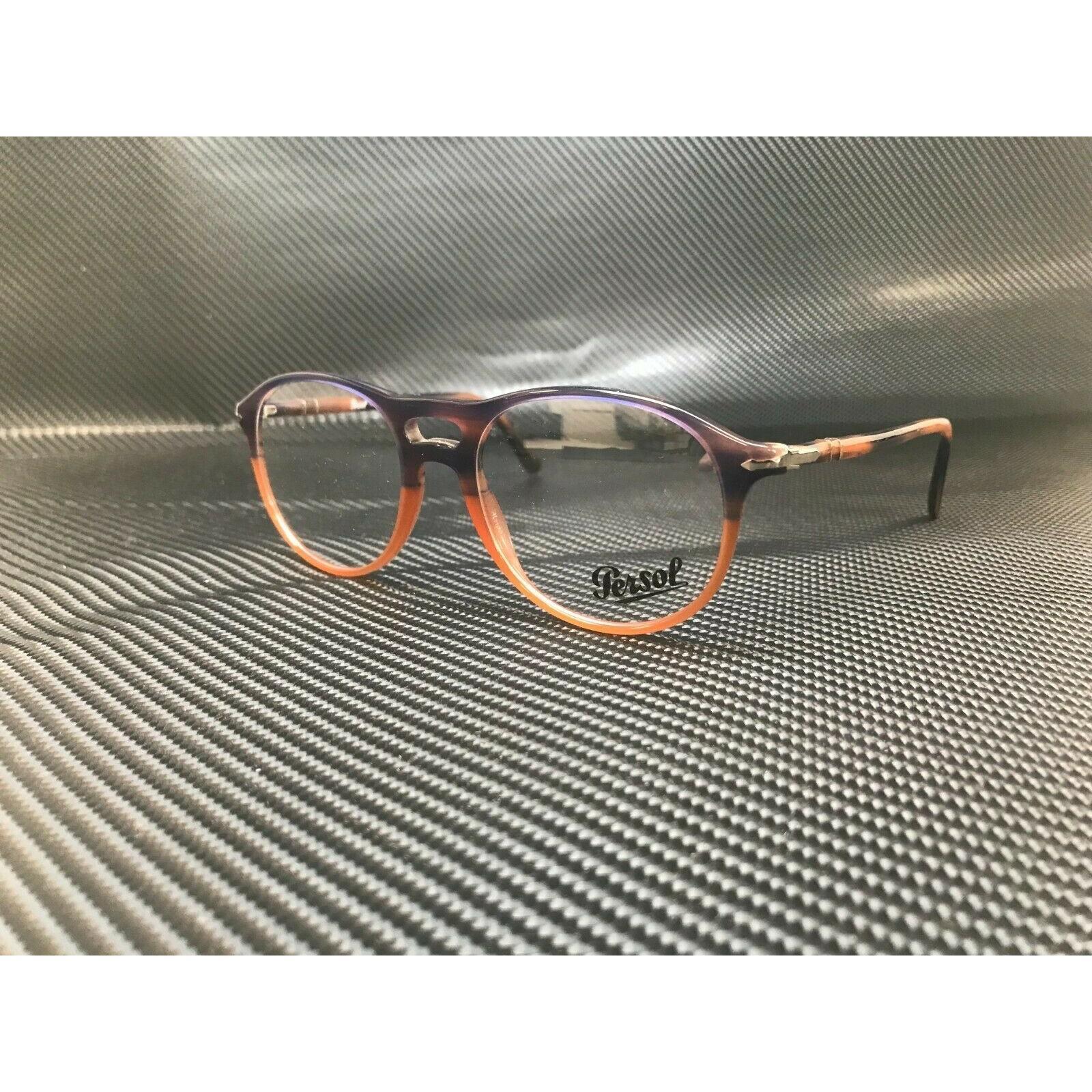 Persol PO3202V男眼镜架1066蓝色条纹桔色镜片中性