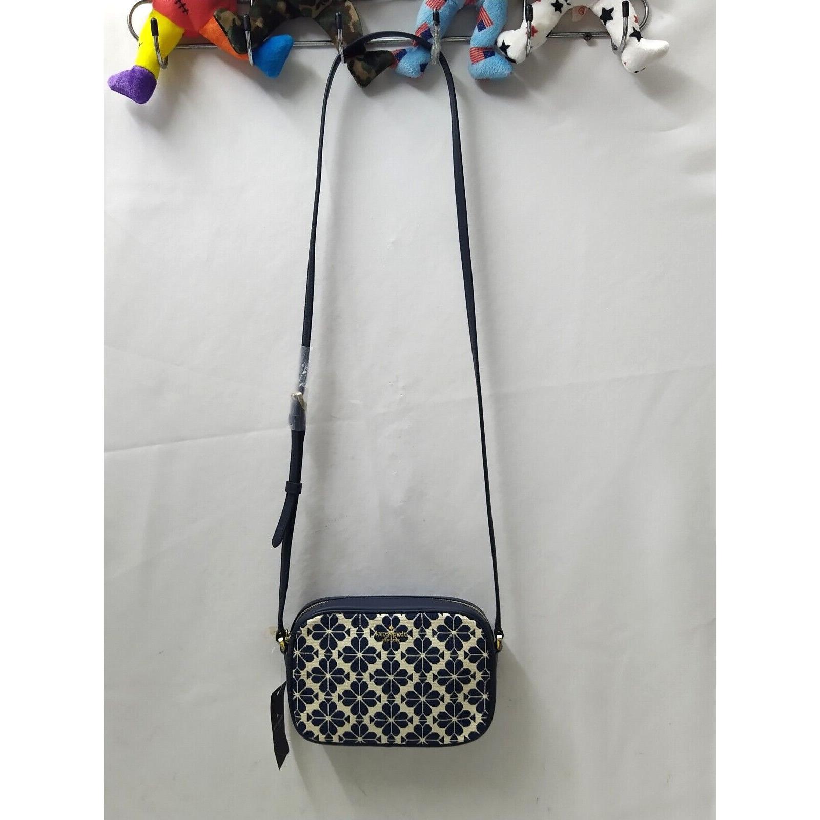 kate spade New York蓝色帆布真皮Trim Floral斜挎包279