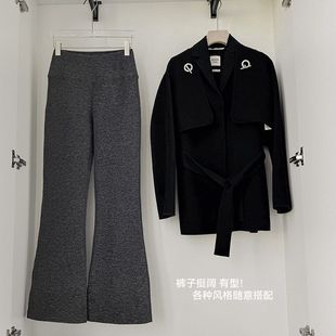 外穿九分裤 羊毛蚕丝双面抓绒发热长裤 女秋冬保暖翘臀长腿喇叭裤