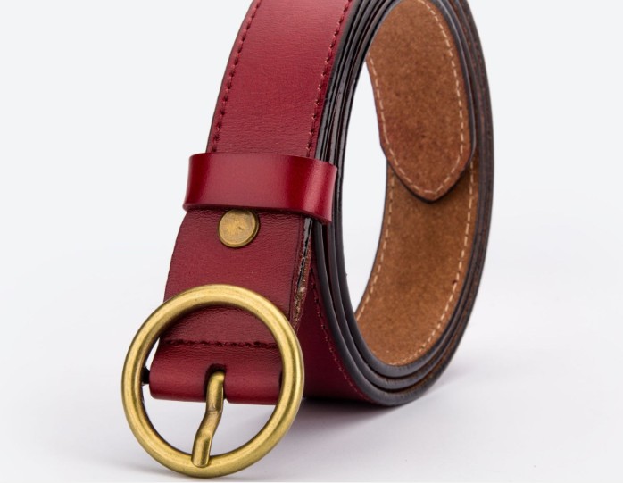 免邮推荐女式全牛皮腰带 整张牛皮多色女士针扣真皮带高质量