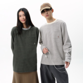 休闲纯棉打底t恤男款 roaringwild 咆哮野兽 条纹圆领长袖 arch